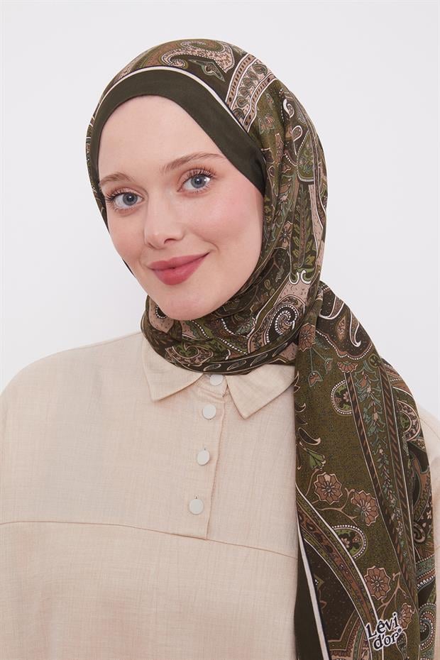 Yeşil Etnik Desen Royal Şal