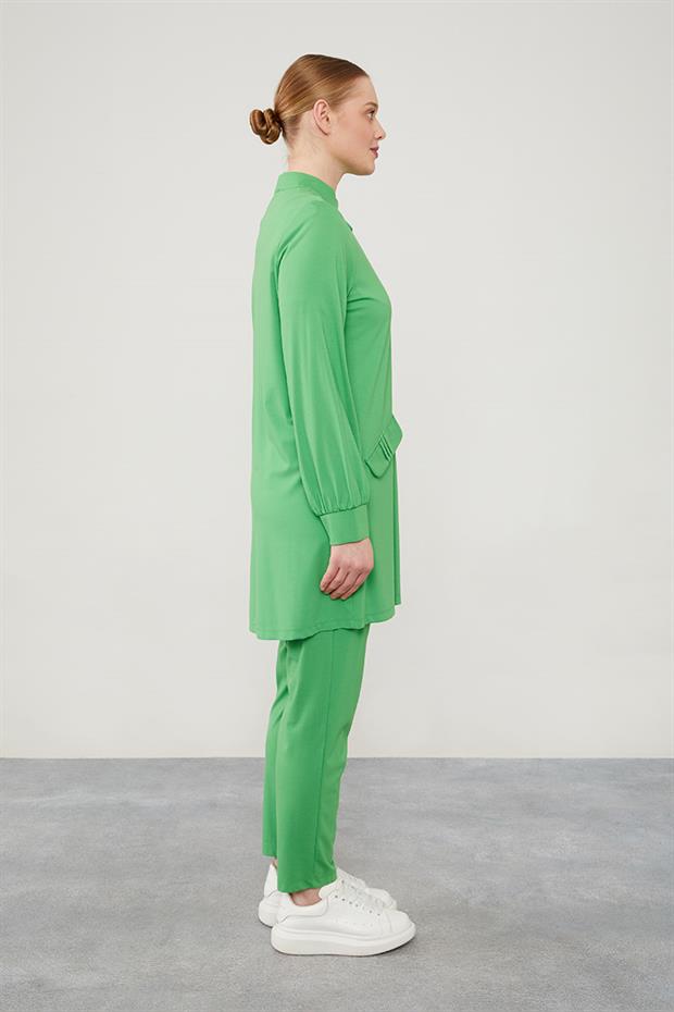 Yeşil Hakim Yaka Düğme Kapamalı Penye Spor Takım