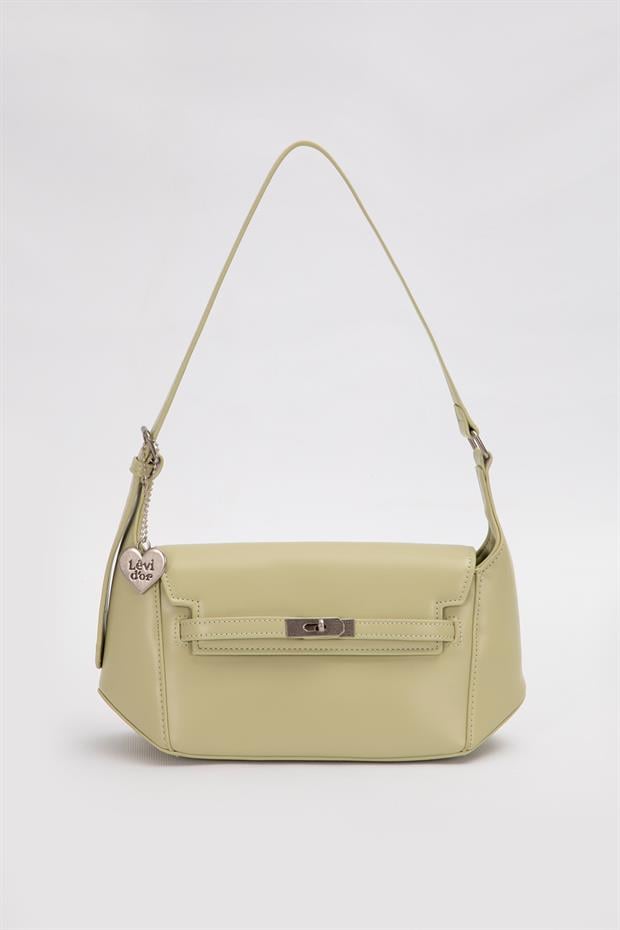 Yeşil Kalp Aksesuar Detaylı Omuz Çantası