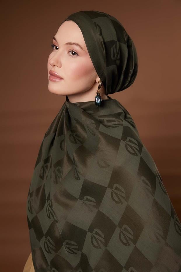 Yeşil Kare LVD Baskılı Naia Jakar Şal