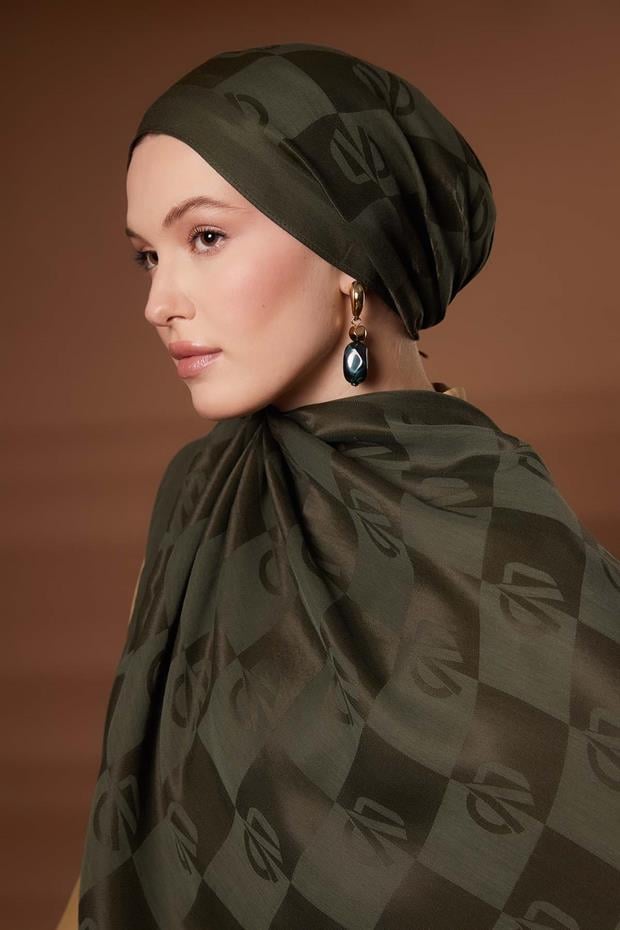 Yeşil Kare LVD Baskılı Naia Jakar Şal