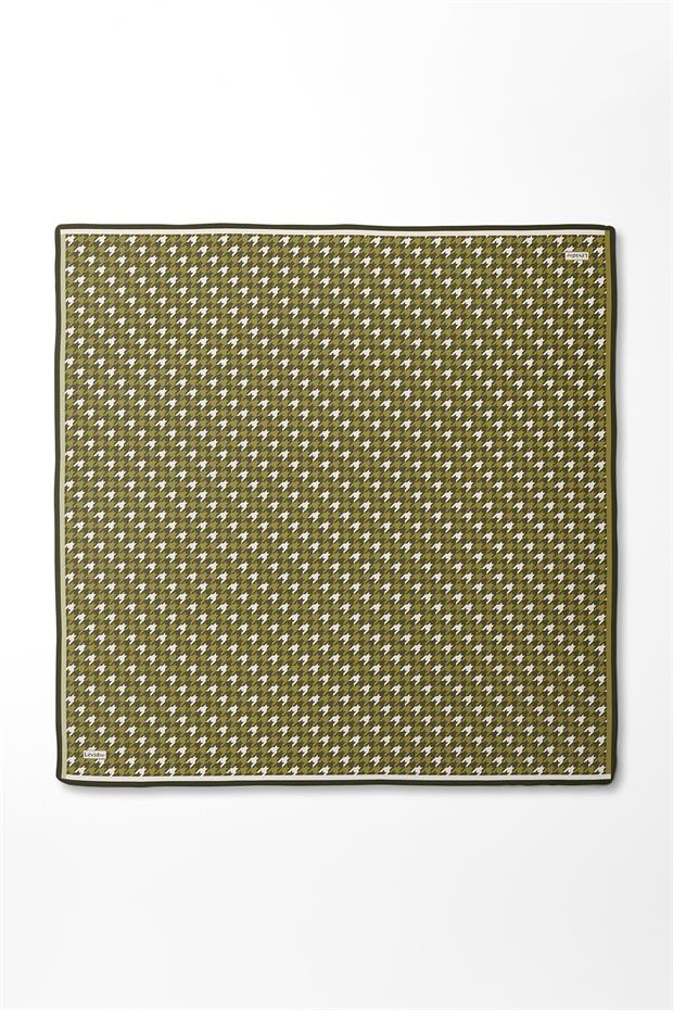 Yeşil Kazayağı Desen Twill İpek Eşarp