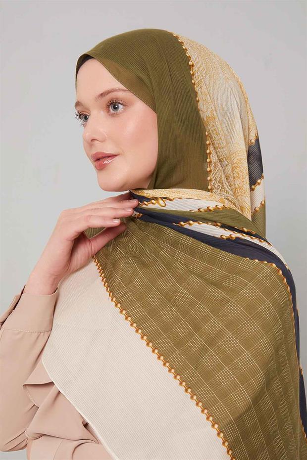 Yeşil Kilit Desen Pamuk Şal