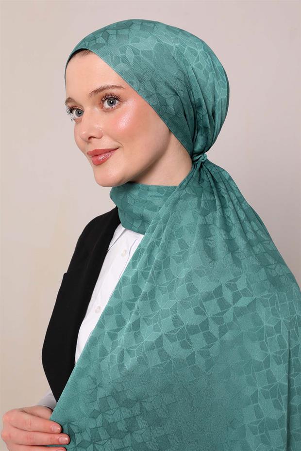 Yeşil Kristal Desen Jakar Capri Şal