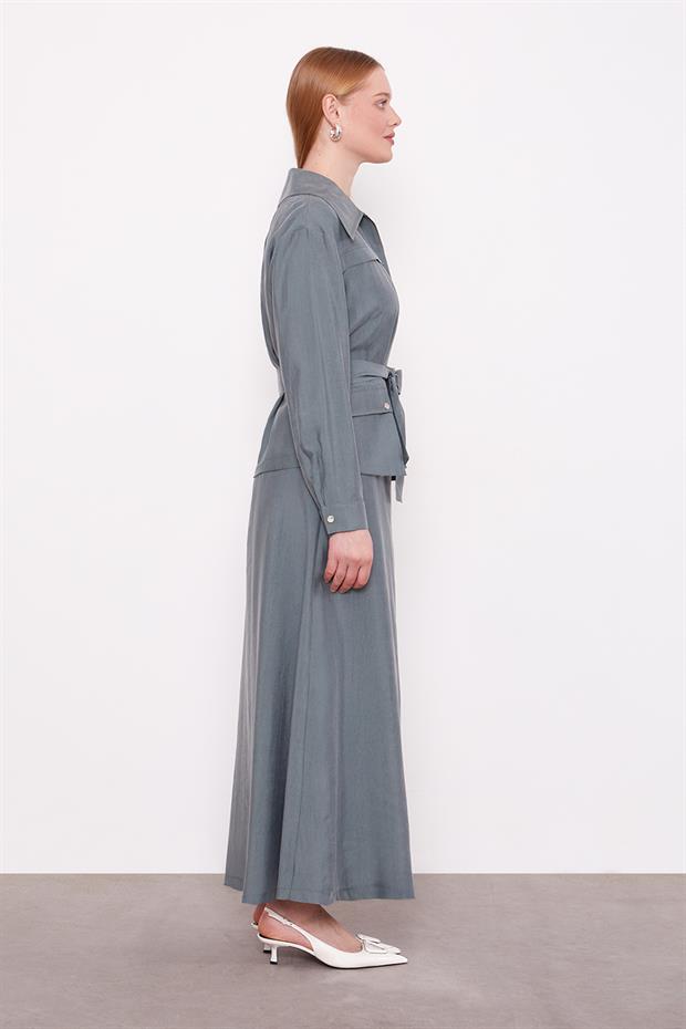 Yeşil Kuşak Detaylı Etek Takım