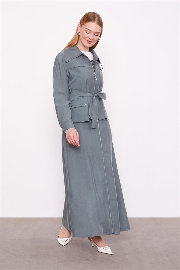 Yeşil Kuşak Detaylı Etek Takım