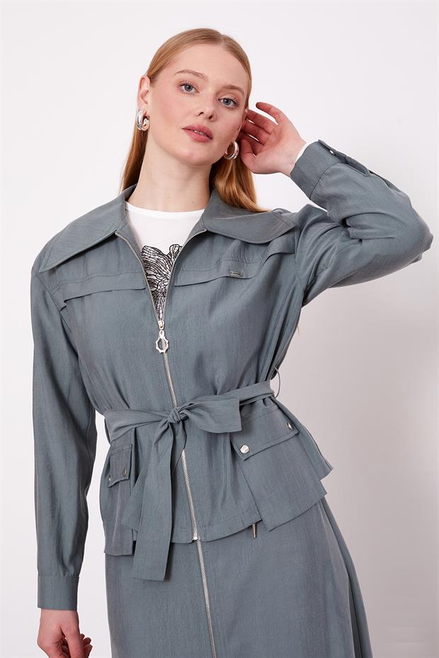 Yeşil Kuşak Detaylı Etek Takım