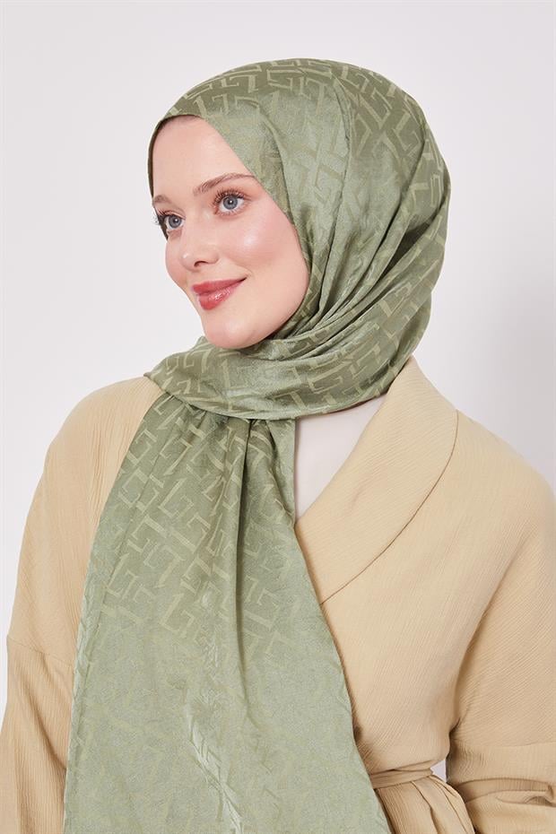 Yeşil L Desen İtalyan Jakar Şal