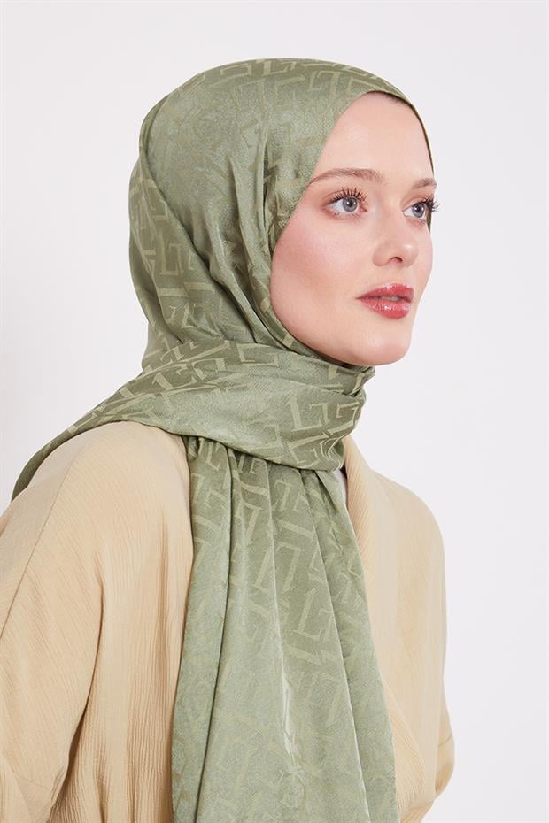 Yeşil L Desen İtalyan Jakar Şal