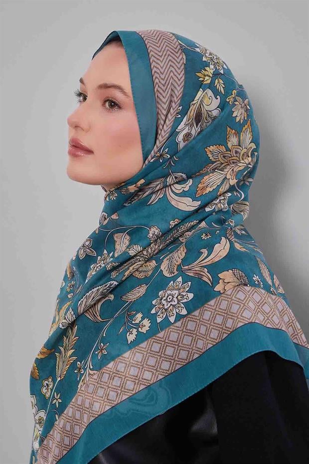 Yeşil Lale Desen Sport Şal