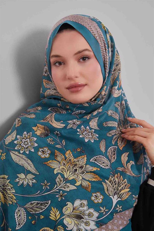 Yeşil Lale Desen Sport Şal