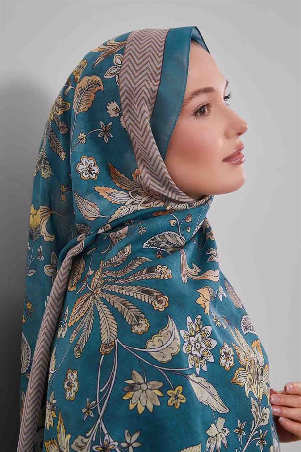 Yeşil Lale Desen Sport Şal