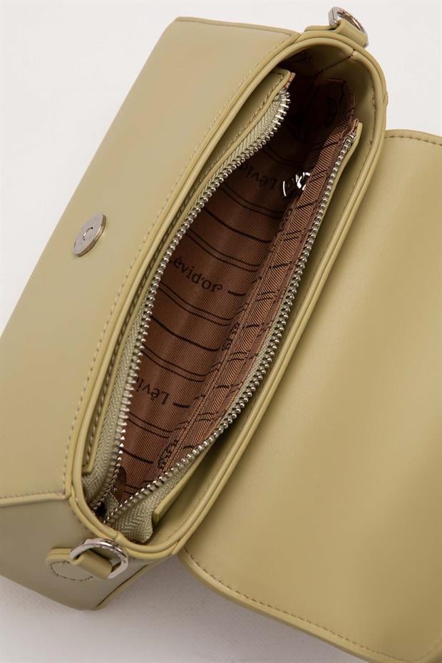 Yeşil Logo Tokalı Omuz Çantası