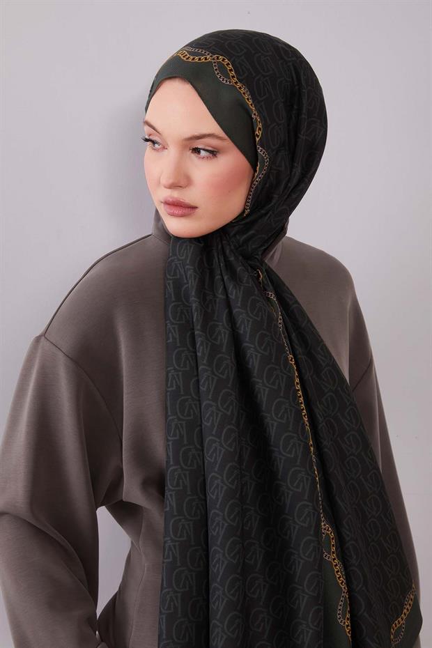 Yeşil LVD Baskılı Yün İpek Şal