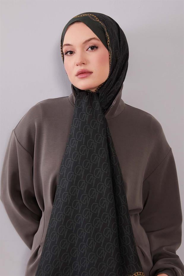 Yeşil LVD Baskılı Yün İpek Şal