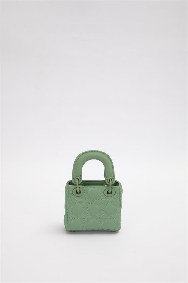 Yeşil Mini Boy Aksesuar Detaylı El Çantası