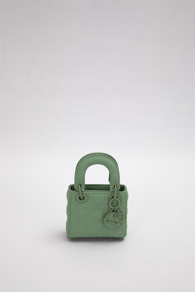 Yeşil Mini Boy Aksesuar Detaylı El Çantası