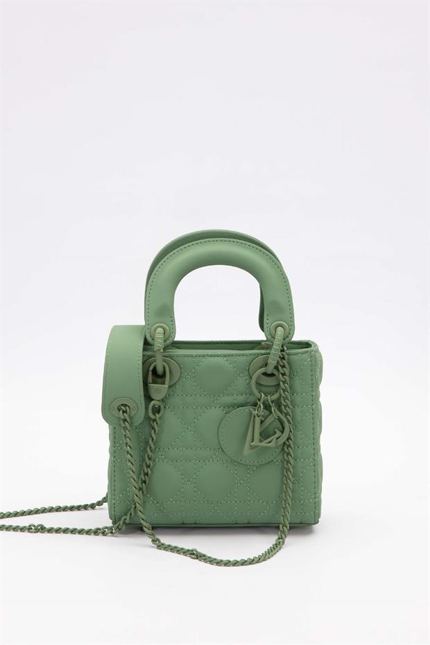 Yeşil Mini Zincir Aksesuarlı El Çantası