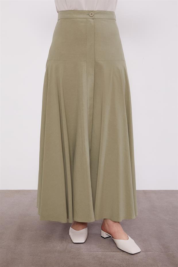 Yeşil Nakış Detaylı Cupra Etek Takım