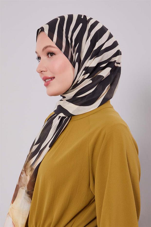 Yeşil Pastel Çiçek Desen Pamuk Şal