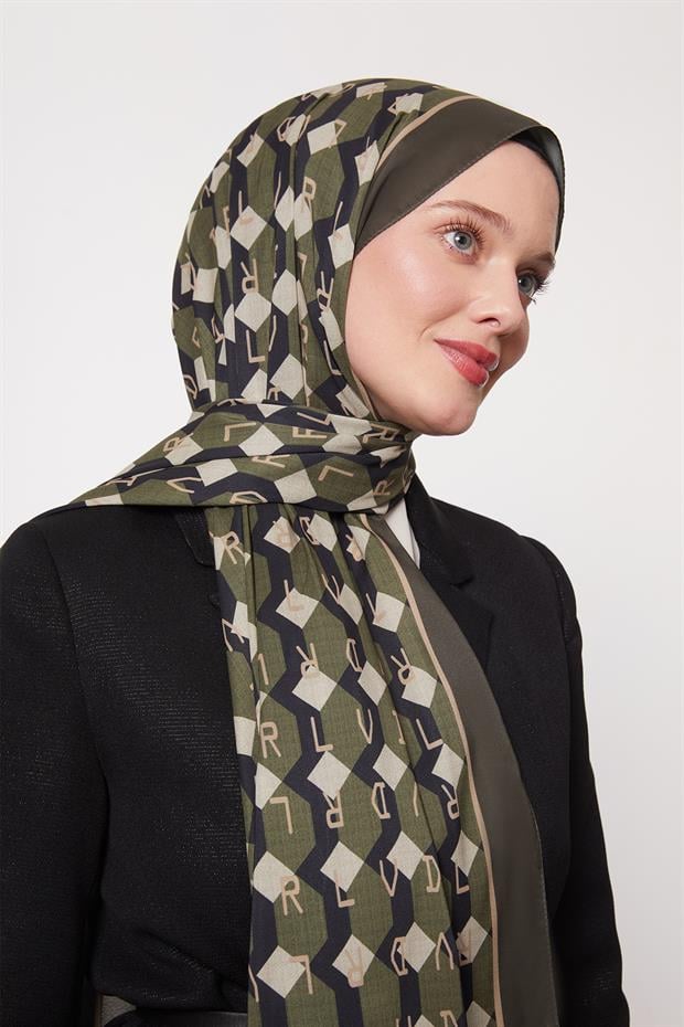 Yeşil Petek Desen Love Şal