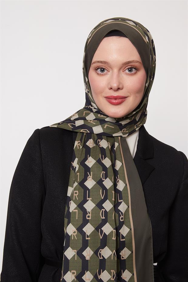 Yeşil Petek Desen Love Şal