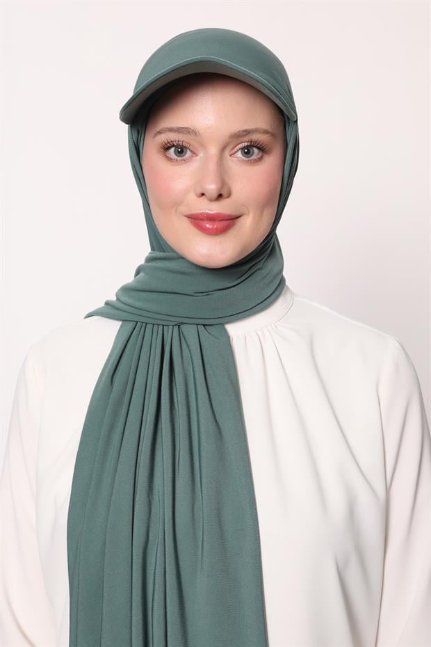 Yeşil Pratik Şapkalı Şal