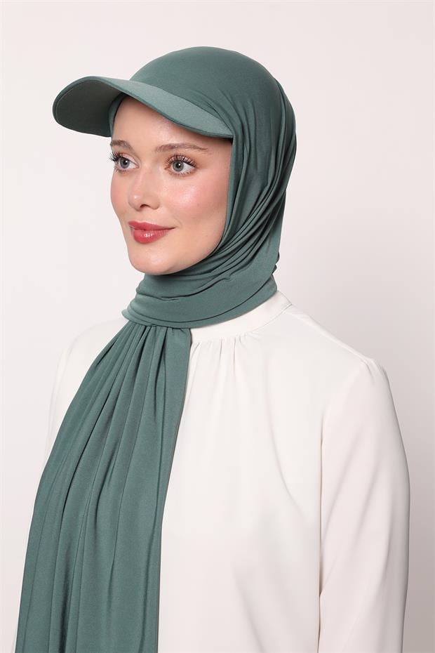 Yeşil Pratik Şapkalı Şal