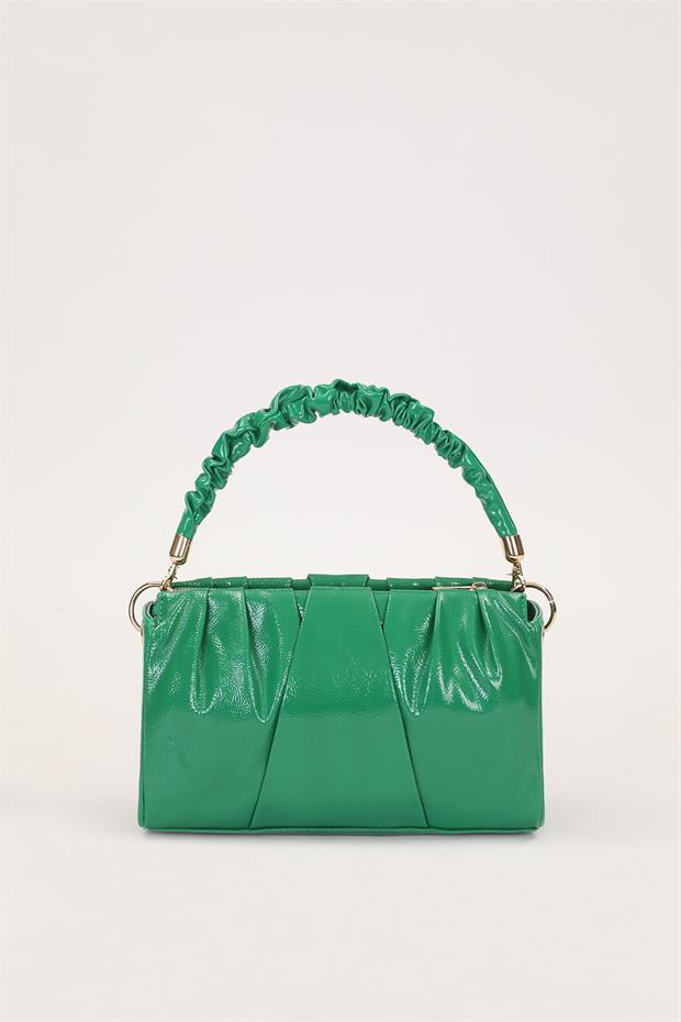 YEŞİL RUGAN Büzgü Detaylı El Çantası