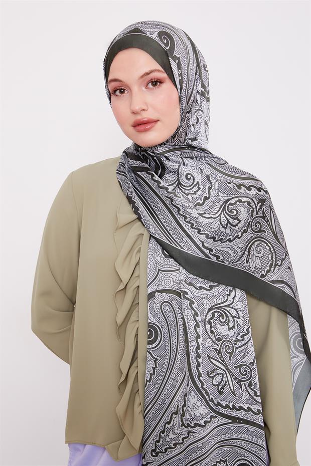 Yeşil Sarmal Hint İpeği Şal