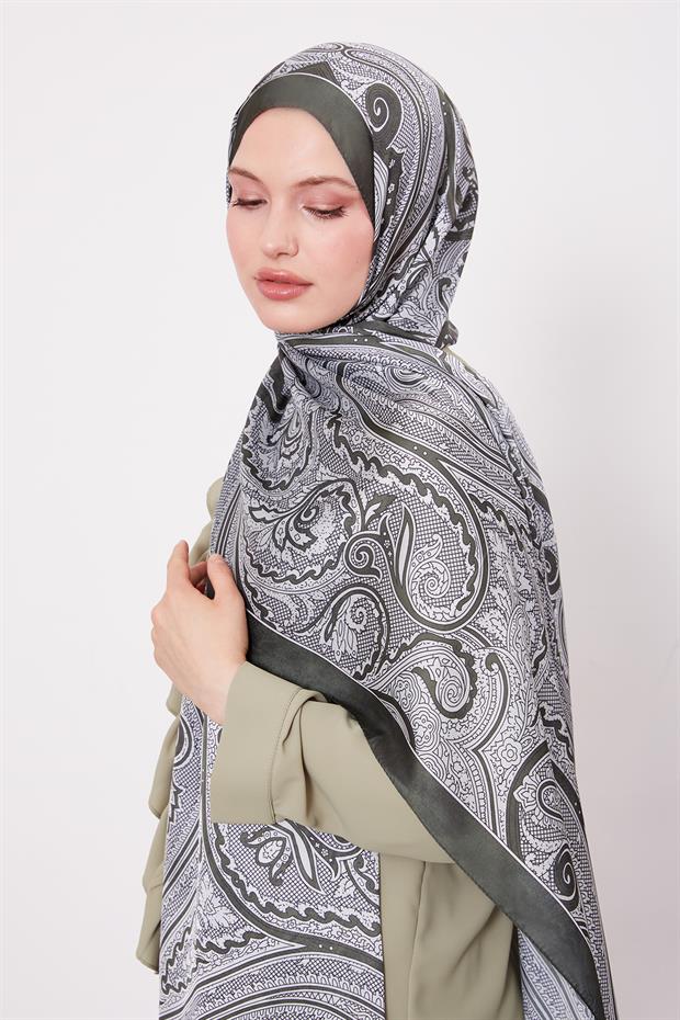 Yeşil Sarmal Hint İpeği Şal