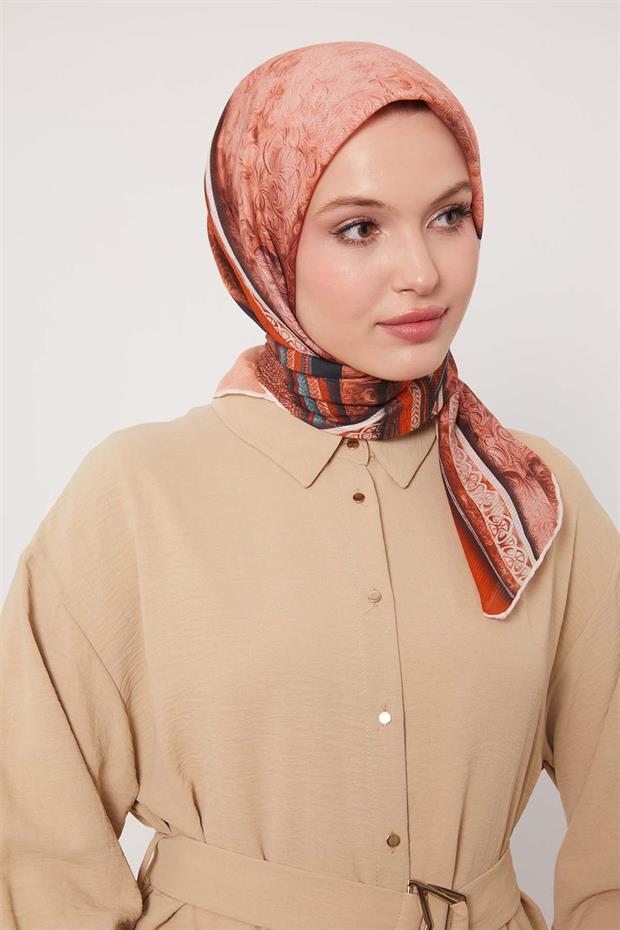 Yeşil Şerit Desen Pamuk Eşarp