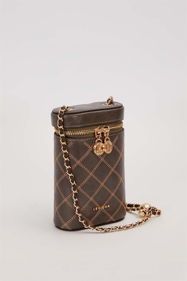 Yeşil Silindir Form Kapitone Omuz Çantası