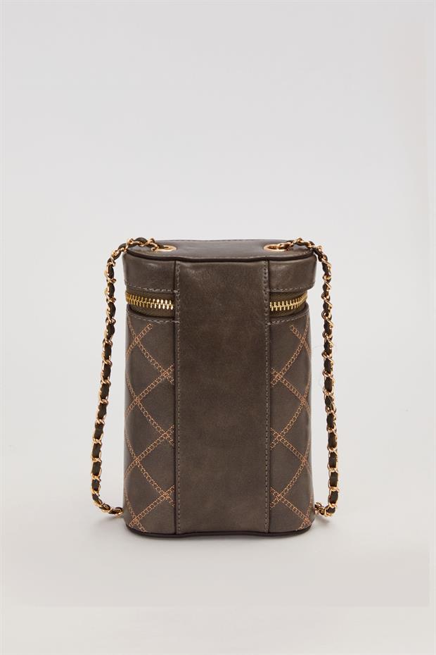 Yeşil Silindir Form Kapitone Omuz Çantası