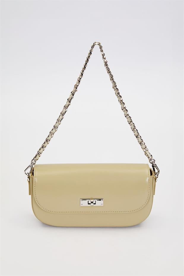 Yeşil Silver Kilit Detaylı Omuz Çantası