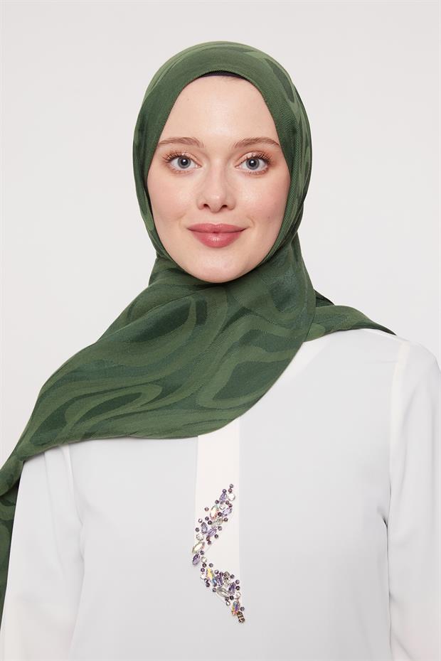 Yeşil Soyut Desen Grazia Şal