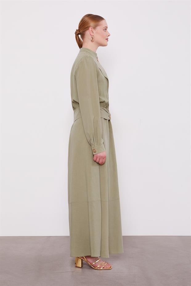 Yeşil Vatkalı Cupra Ceket Takım