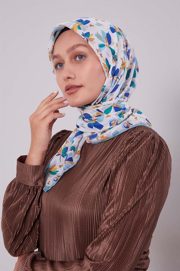 Yosun Yeşili Çiçek Desen Soft Eşarp