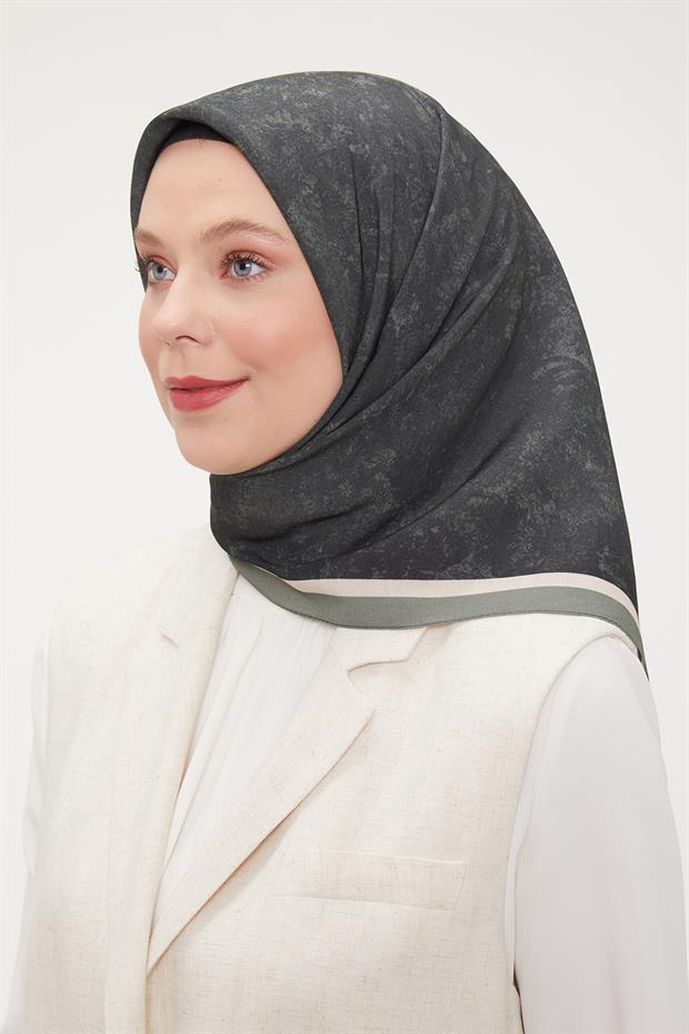 Yosun Yeşili Ebruli Aura Eşarp