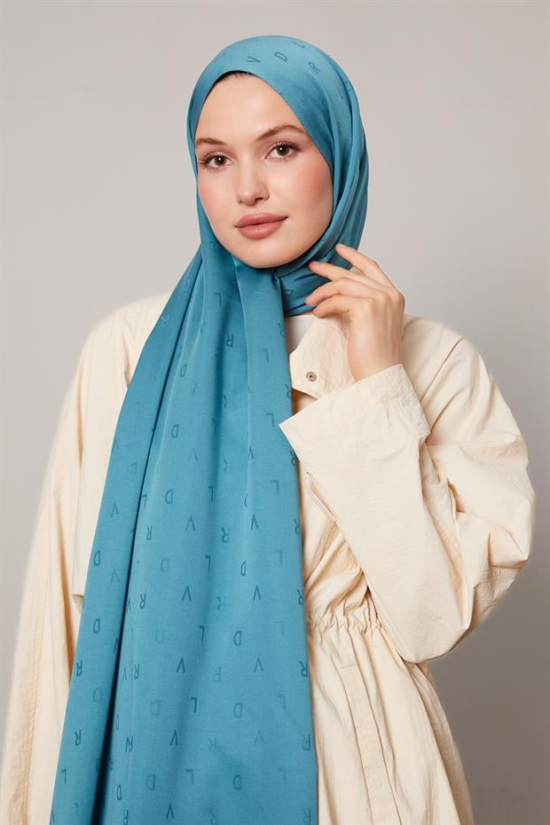 Yosun Yeşili Mini LVD Baskılı Jakarlı Şal