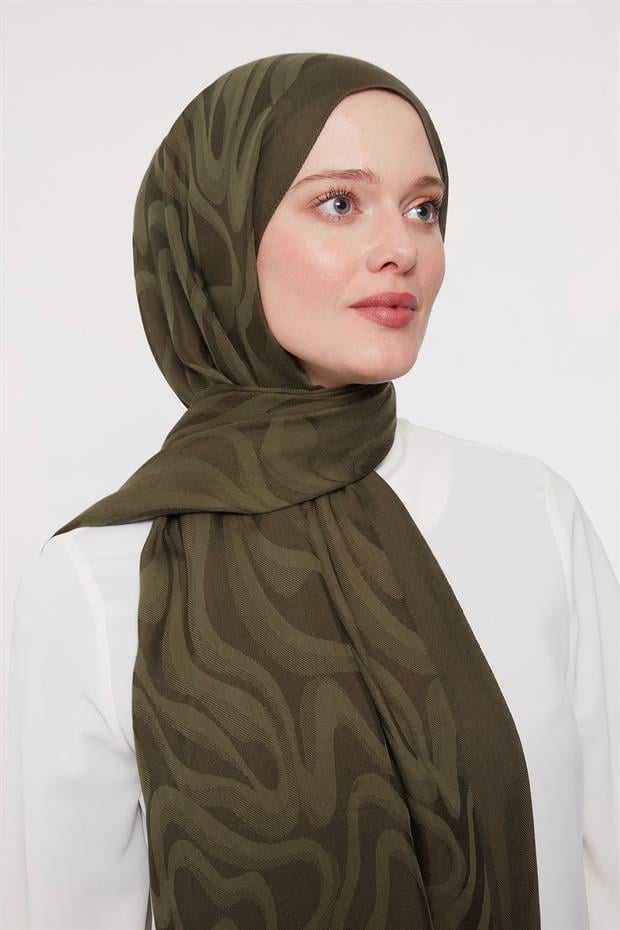 Yosun Yeşili Soyut Desen Grazia Şal