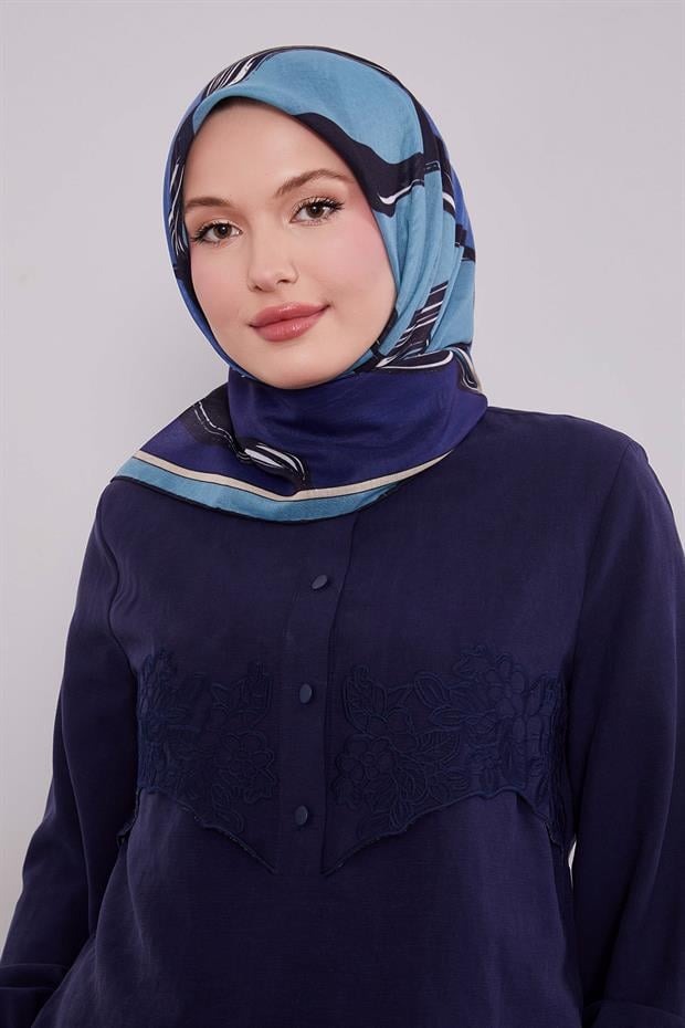 Yosun Yeşili Soyut Desen Soft Eşarp