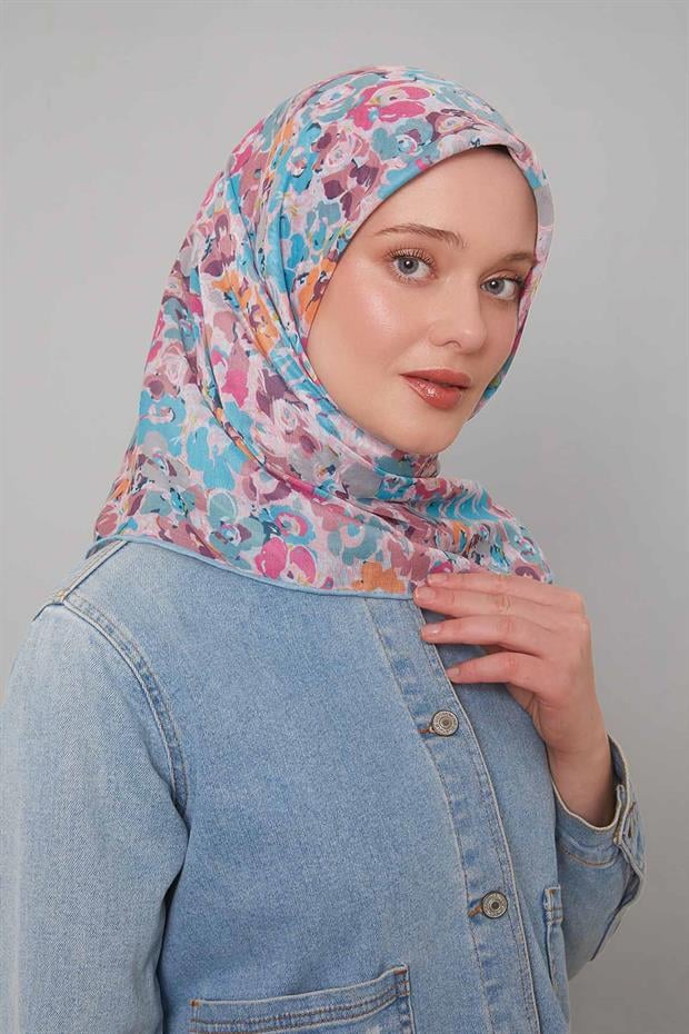 Yosun Yeşili Yonca Desen Soft Eşarp