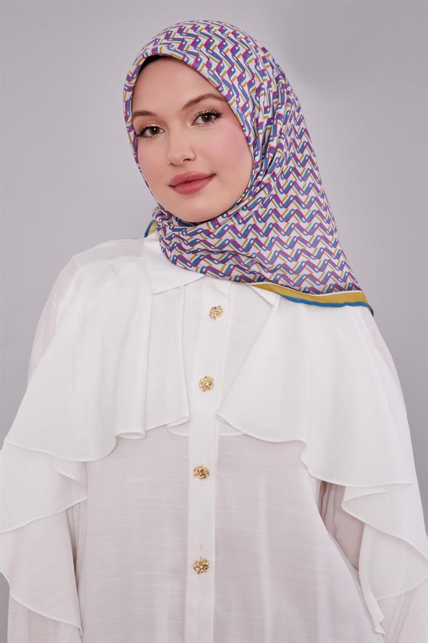 Yosun Yeşili Zigzag Desen Soft Eşarp