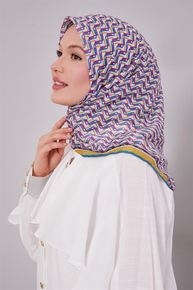 Yosun Yeşili Zigzag Desen Soft Eşarp