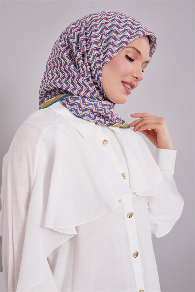 Yosun Yeşili Zigzag Desen Soft Eşarp