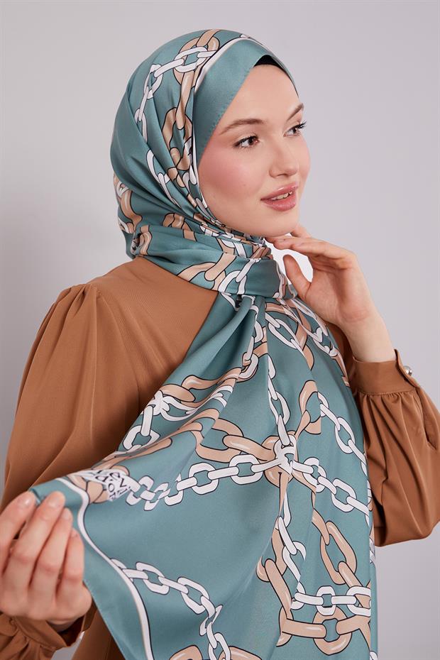 Yosun Yeşili Zincir Twill Şal