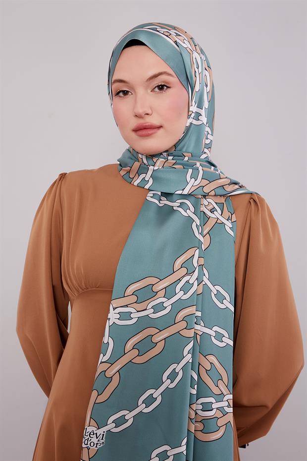 Yosun Yeşili Zincir Twill Şal