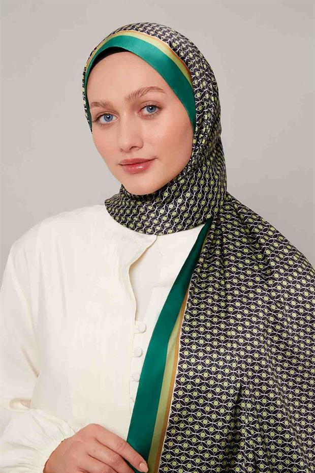 Zümrüt Yeşili Halkalı Benek Desen Angel Şal
