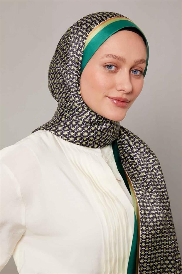 Zümrüt Yeşili Halkalı Benek Desen Angel Şal